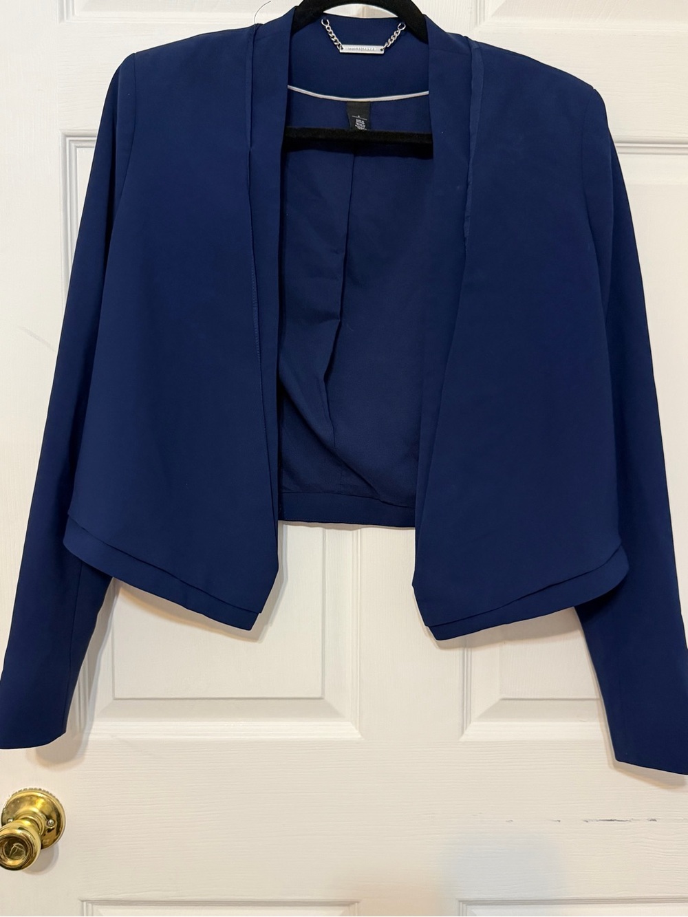 White House Black Market Navy Open-Front Cropped Blazer